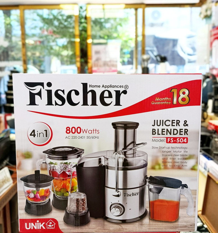 آبمیوهگیری ۴ کاره فیچر (Fischer) مدل FS-504 تحت لیسانس آلمان ضمانت دار