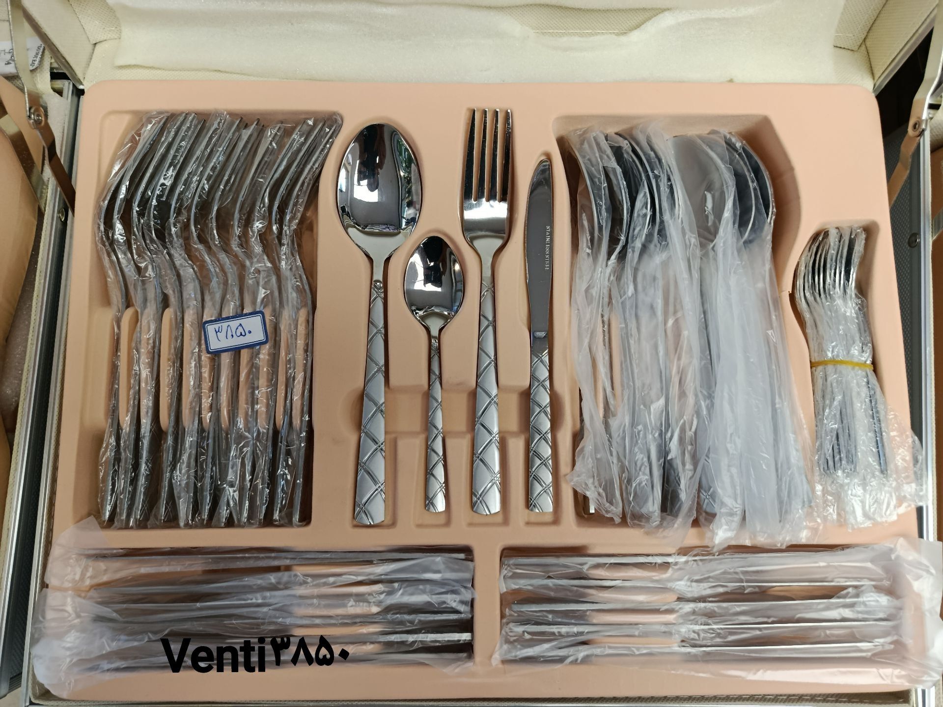 سرویس قاشق و چنگال ونتی چمدانی 30 نفره 142 پارچه استیل 18/10 نگیر کد 3850